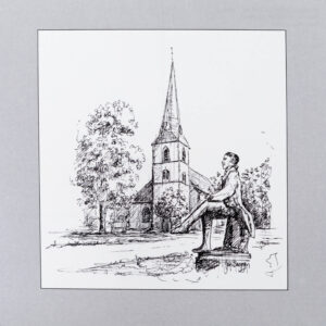Kaart Jan Baggen pentekening standbeeld Staring
